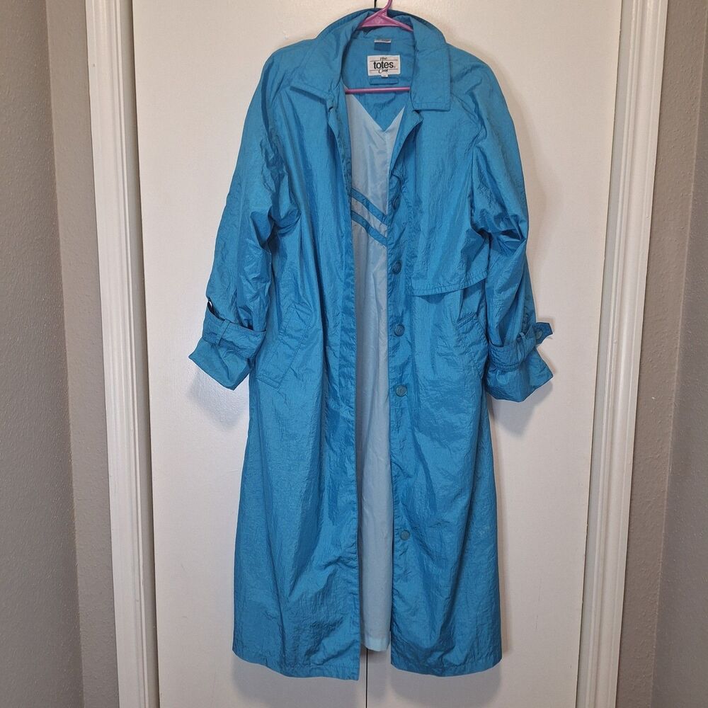 The Totes Coat Nylon Raincoat Blue Turqouise Women's Size 10